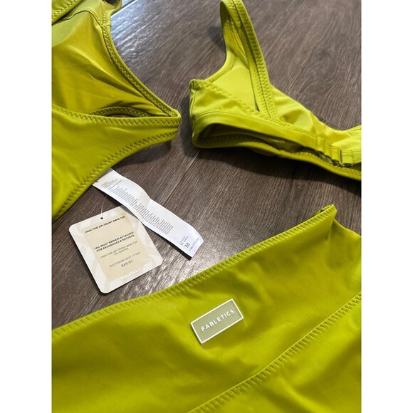 New Fabletics High Tide zip-front swim top and High Rise Swim Set green martini - Picture 2 of 9